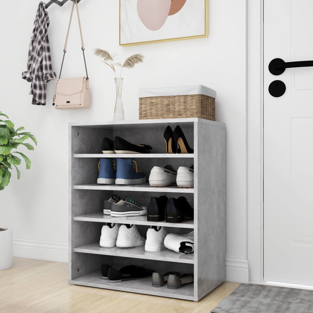 VidaXL Schoenenkast 60x35x70 cm spaanplaat betongrijs