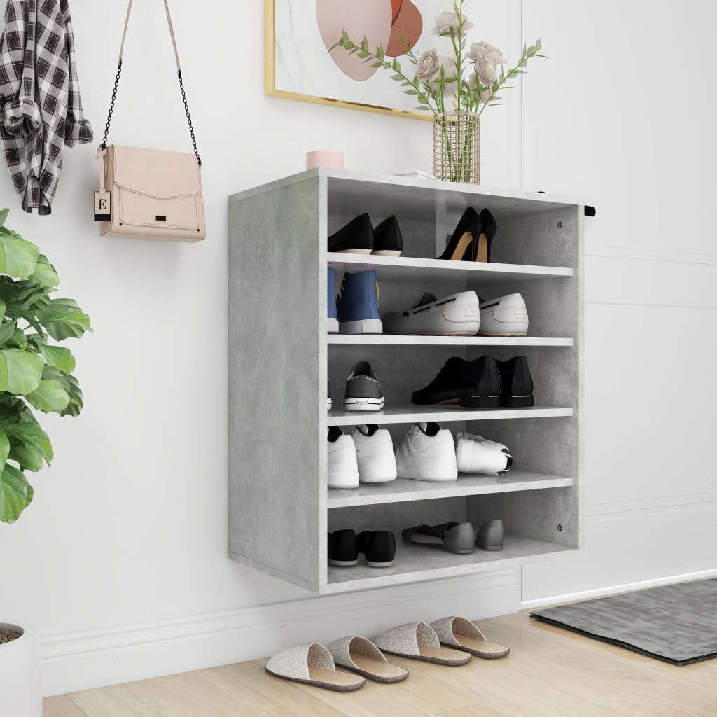 VidaXL Schoenenkast 60x35x70 cm spaanplaat betongrijs