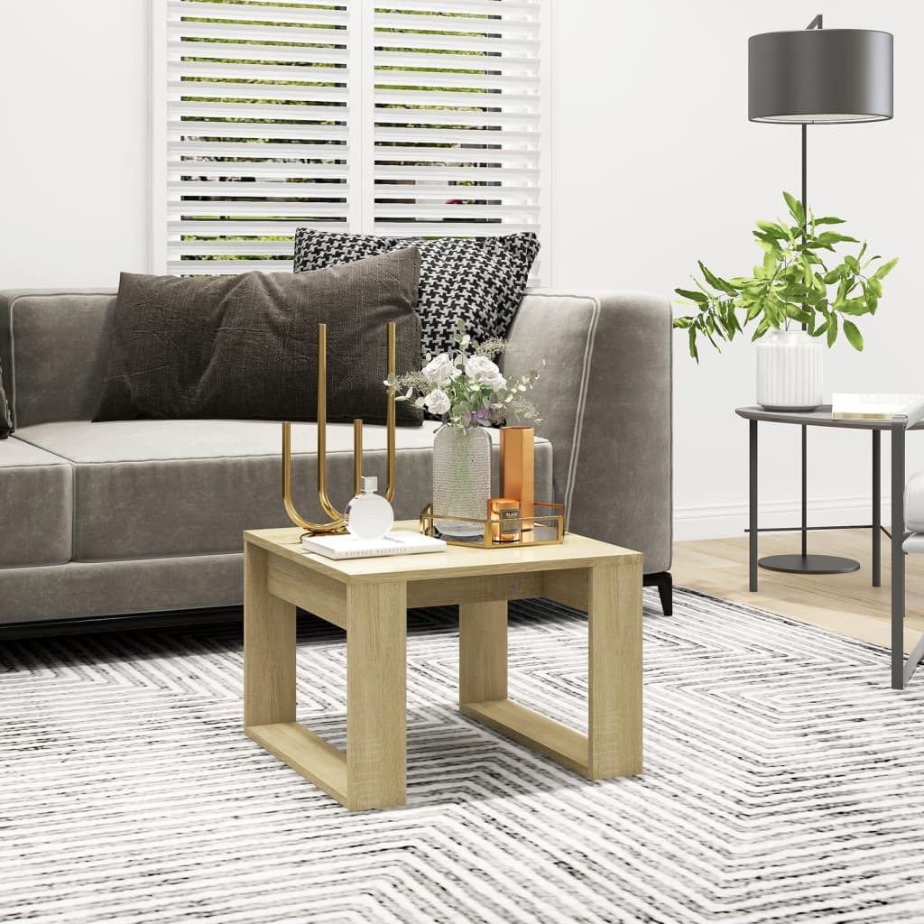 VidaXL Bijzettafel 50x50x35 cm spaanplaat sonoma eikenkleurig