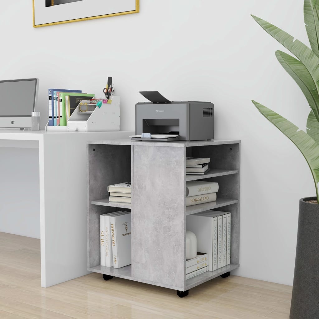 VidaXL Kast verrijdbaar 60x53x72 cm spaanplaat betongrijs
