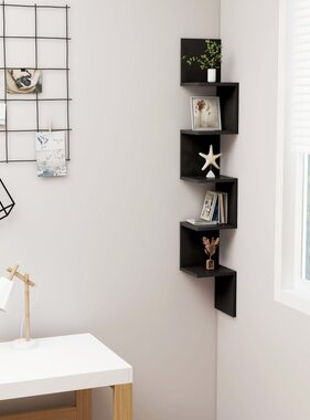 VidaXL Hoekwandschap 20x20x127,5 cm spaanplaat zwart