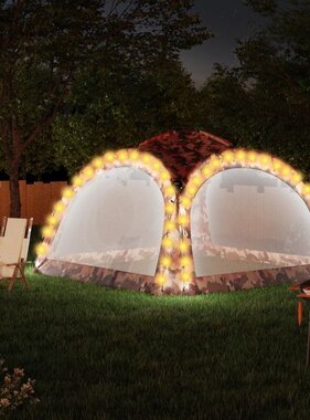 vidaXL Partytent met LED en 4 zijwanden 3,6x3,6x2,3 m camouflage