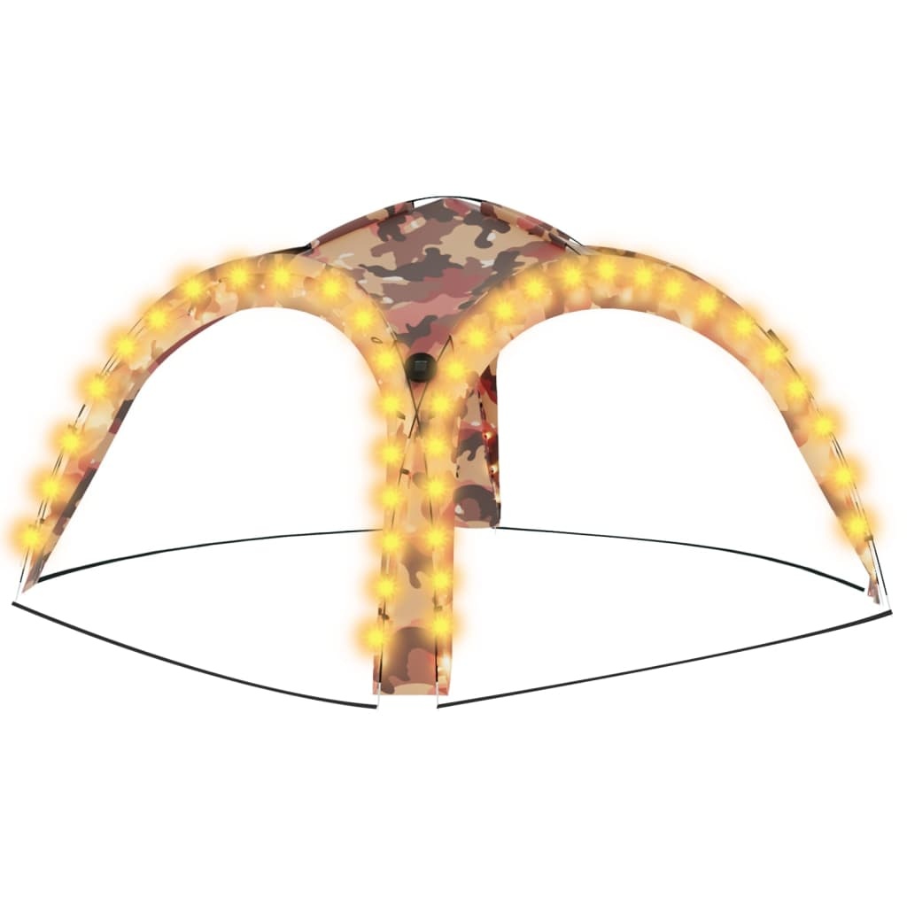 vidaXL Partytent met LED en 4 zijwanden 3,6x3,6x2,3 m camouflage