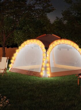 vidaXL Partytent met LED en 4 zijwanden 3,6x3,6x2,3 m grijs en oranje