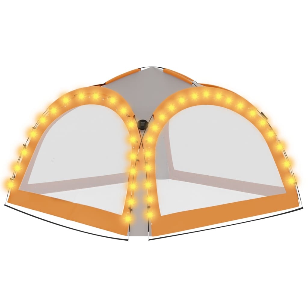 vidaXL Partytent met LED en 4 zijwanden 3,6x3,6x2,3 m grijs en oranje