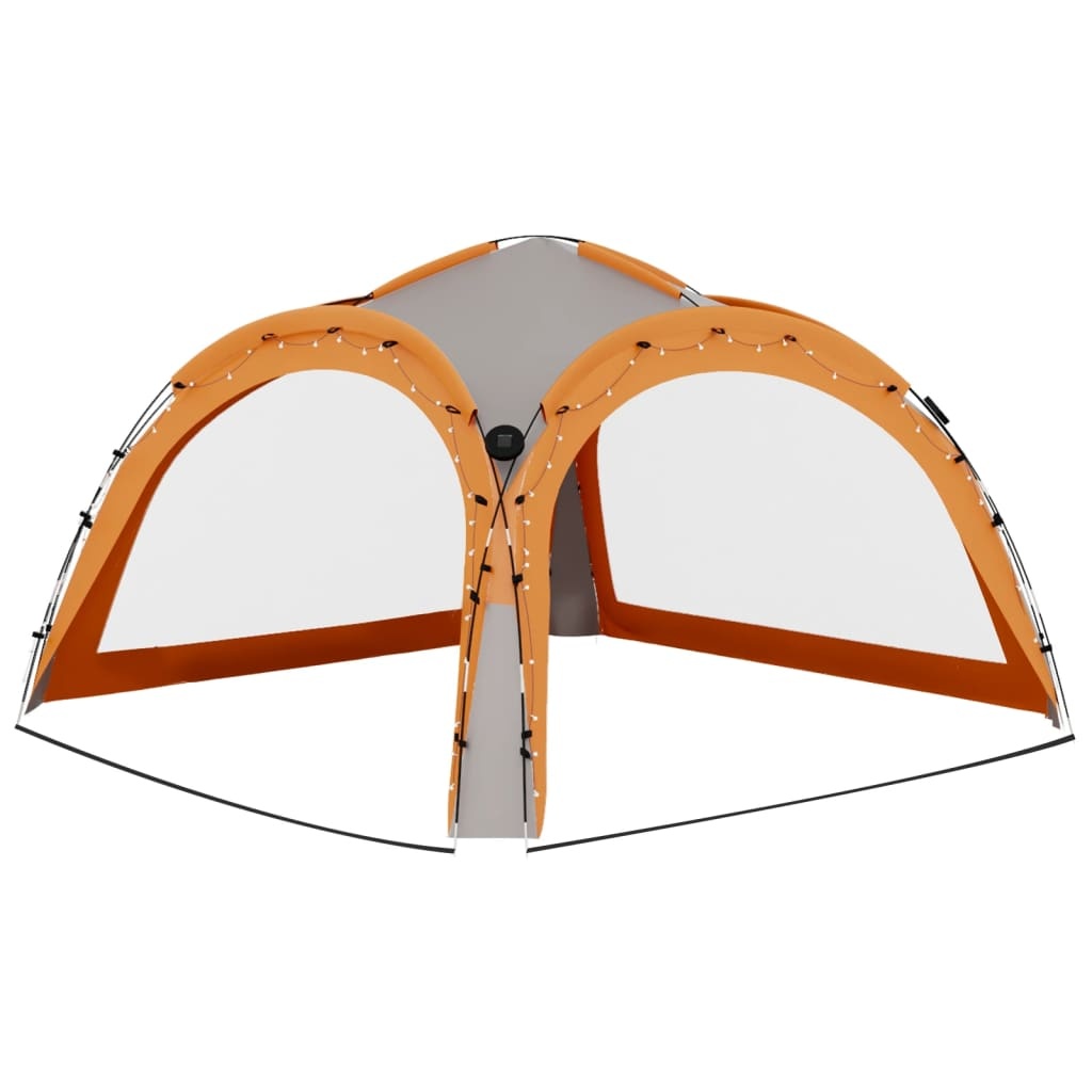 vidaXL Partytent met LED en 4 zijwanden 3,6x3,6x2,3 m grijs en oranje