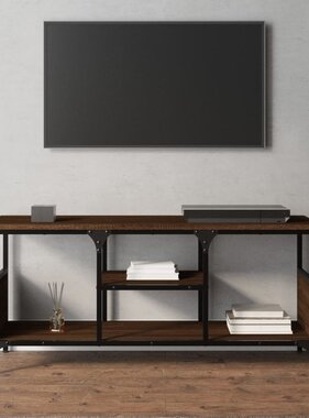 VidaXL Tv-meubel 100x35x45 cm bewerkt hout en ijzer bruineikenkleurig