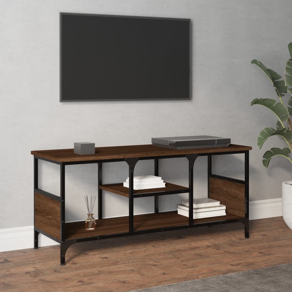 vidaXL Tv-meubel 100x35x45 cm bewerkt hout en ijzer bruineikenkleurig