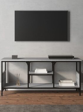 VidaXL Tv-meubel 100x35x45 cm bewerkt hout en ijzer grijs sonoma eiken