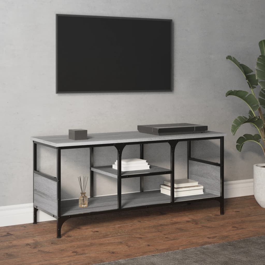 VidaXL Tv-meubel 100x35x45 cm bewerkt hout en ijzer grijs sonoma eiken