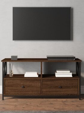VidaXL Tv-meubel 90x33x45 cm bewerkt hout en ijzer bruineikenkleurig