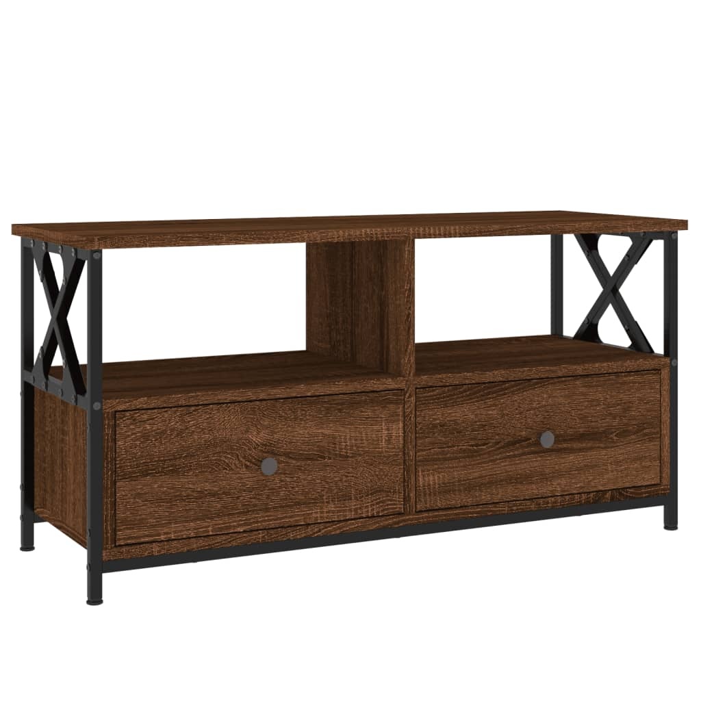 VidaXL Tv-meubel 90x33x45 cm bewerkt hout en ijzer bruineikenkleurig