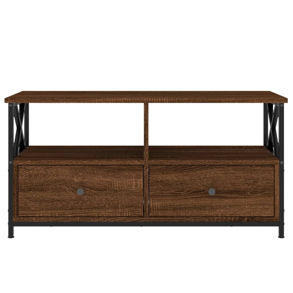 VidaXL Tv-meubel 90x33x45 cm bewerkt hout en ijzer bruineikenkleurig