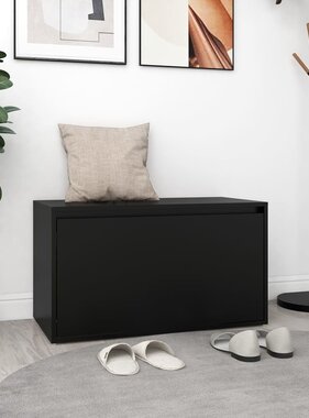 VidaXL Halbank 80x40x45 cm spaanplaat zwart