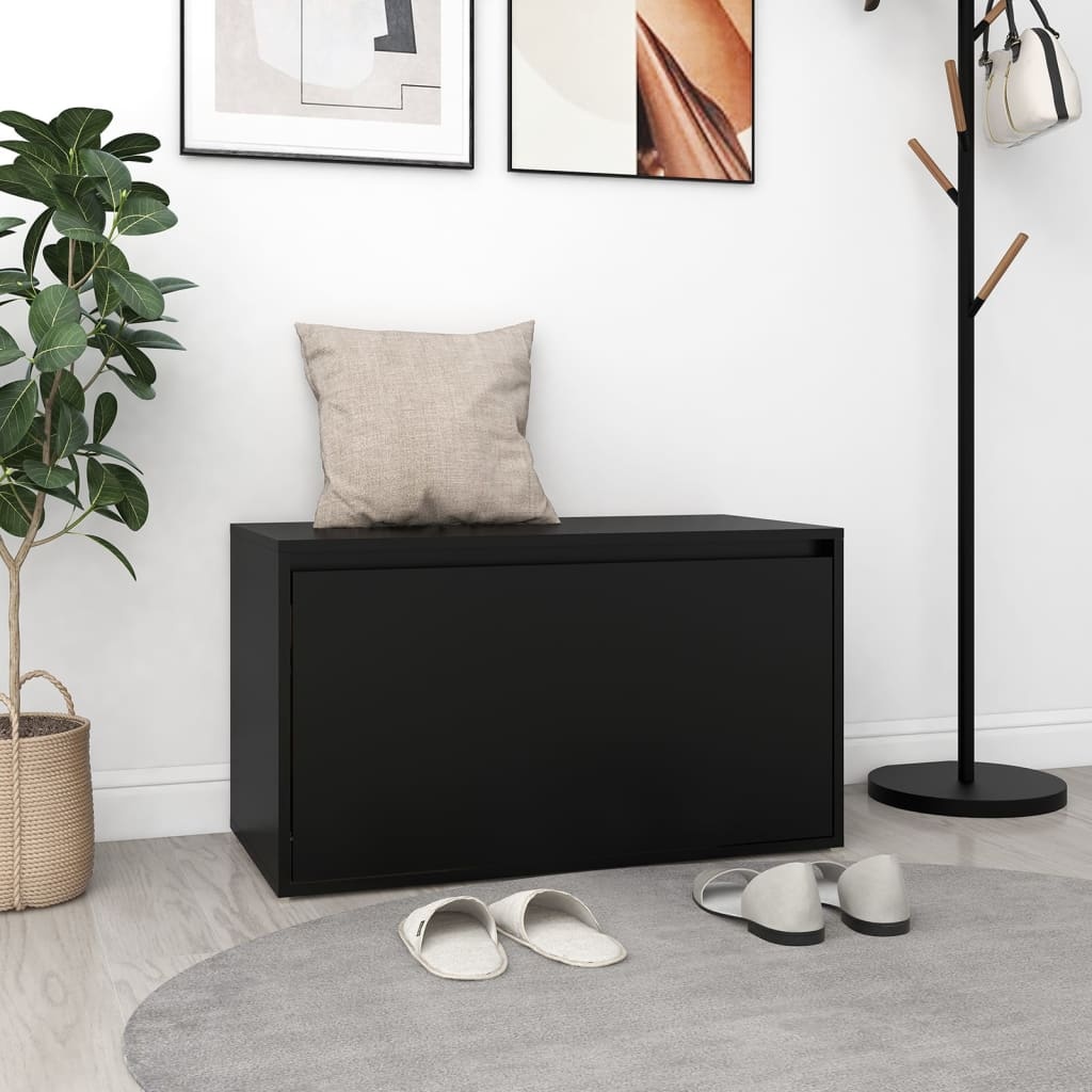VidaXL Halbank 80x40x45 cm spaanplaat zwart