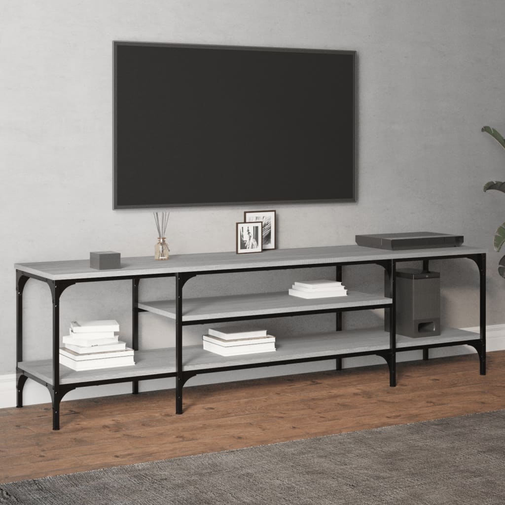 VidaXL Tv-meubel 161x35x45 cm bewerkt hout en ijzer grijs sonoma eiken