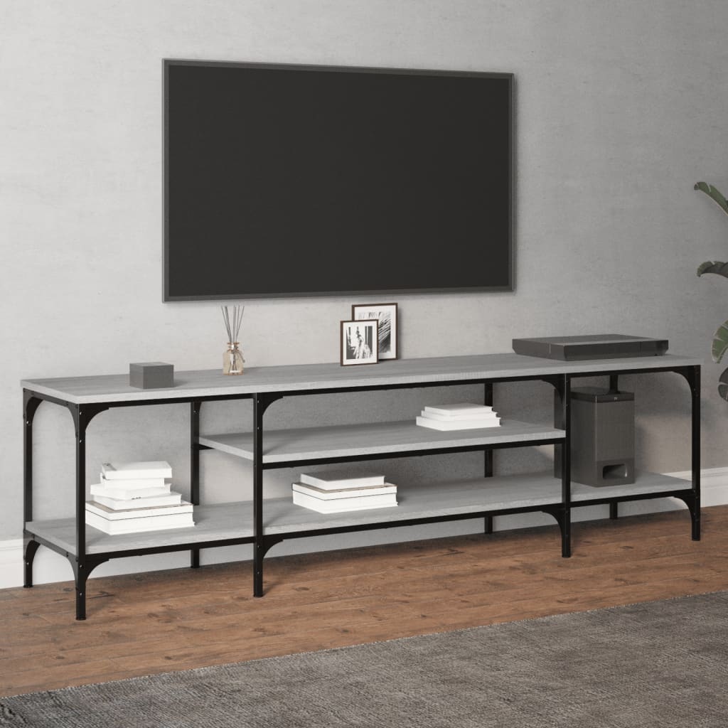 vidaXL Tv-meubel 161x35x45 cm bewerkt hout en ijzer grijs sonoma eiken