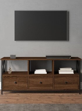 VidaXL Tv-meubel 102x33x45 cm bewerkt hout en ijzer bruineikenkleurig