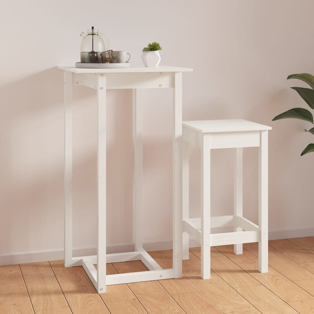 VidaXL Bartafel 60x60x110 cm massief grenenhout wit
