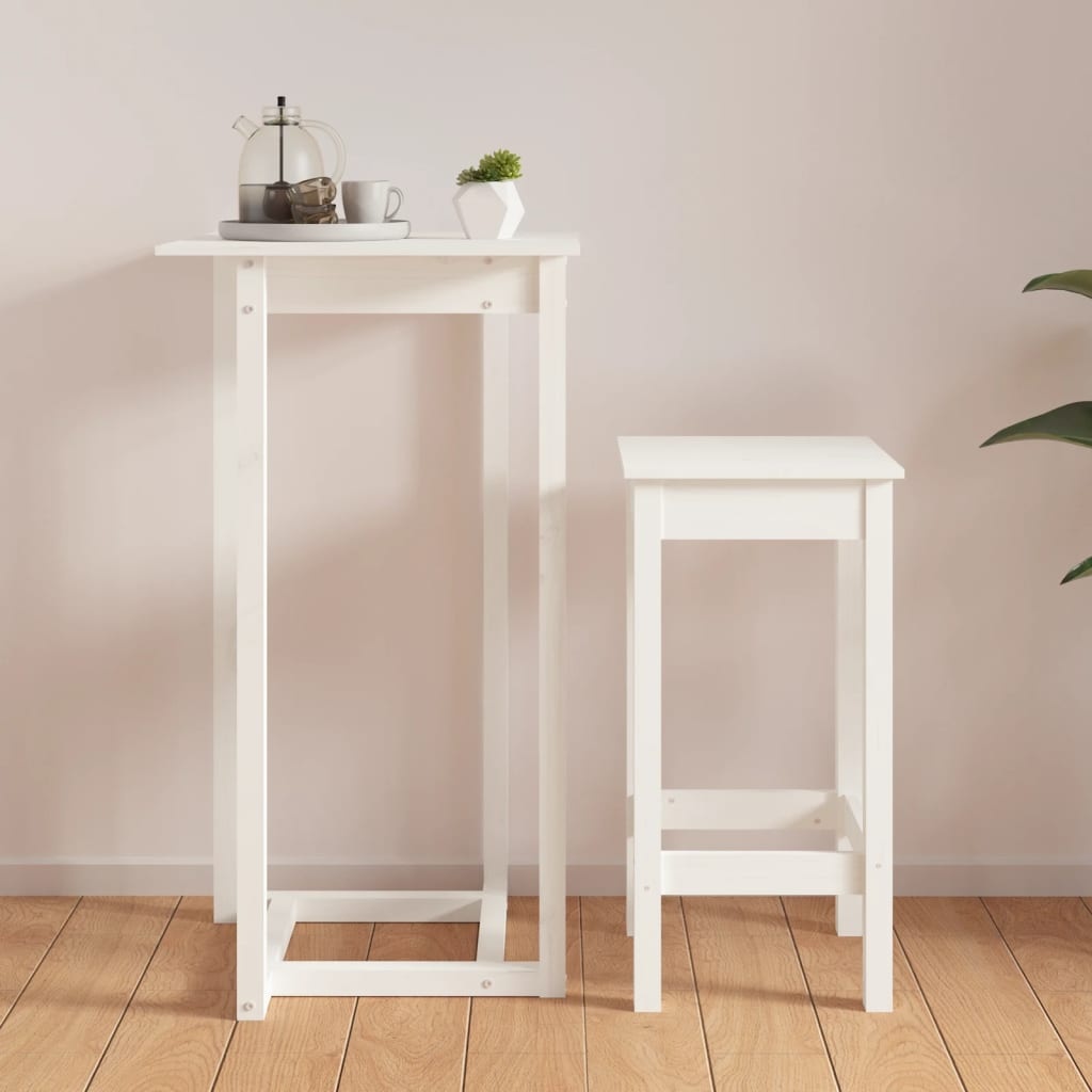 VidaXL Bartafel 60x60x110 cm massief grenenhout wit