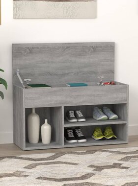 VidaXL Schoenenbank 80x30x45 cm bewerkt hout grijs sonoma eikenkleurig