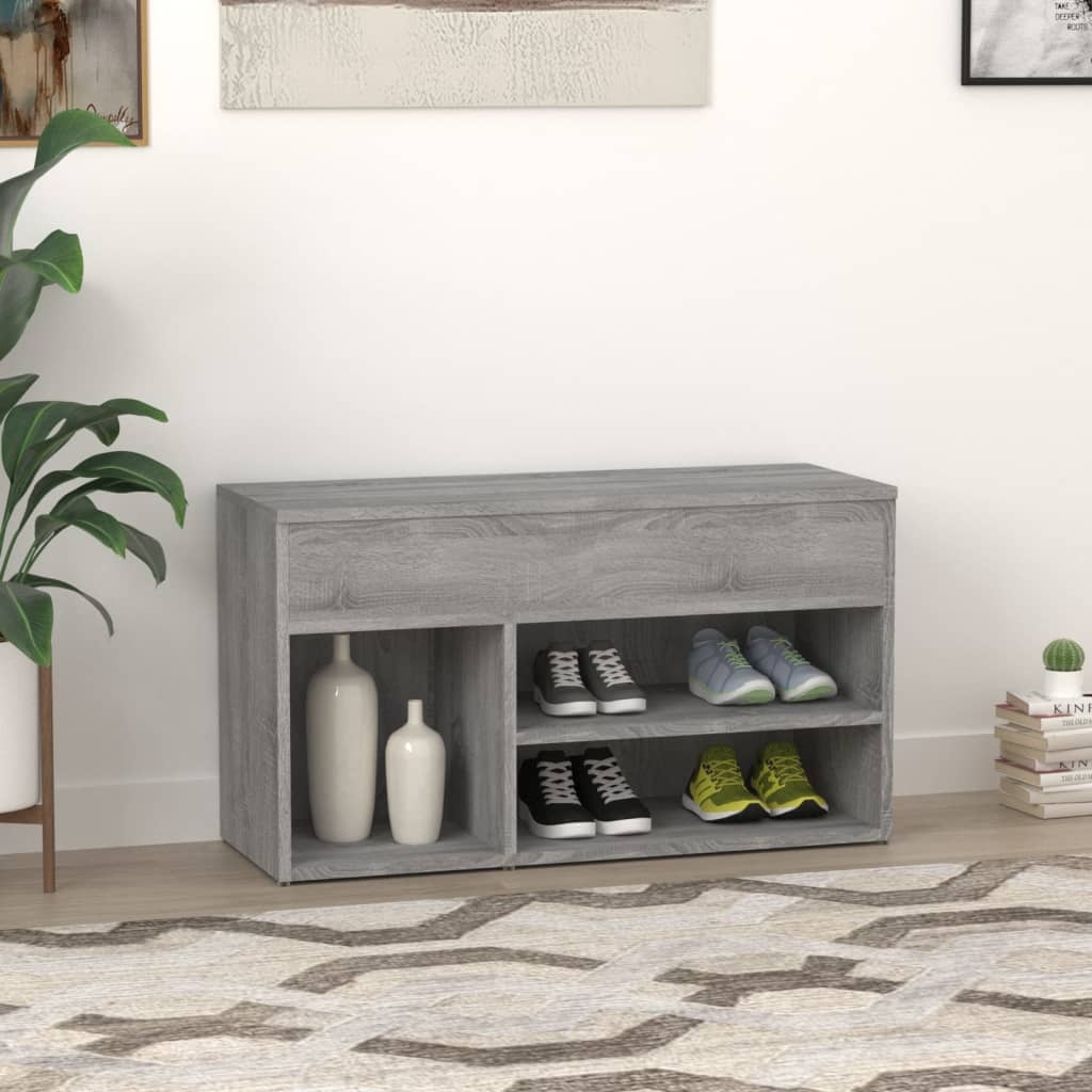 VidaXL Schoenenbank 80x30x45 cm bewerkt hout grijs sonoma eikenkleurig
