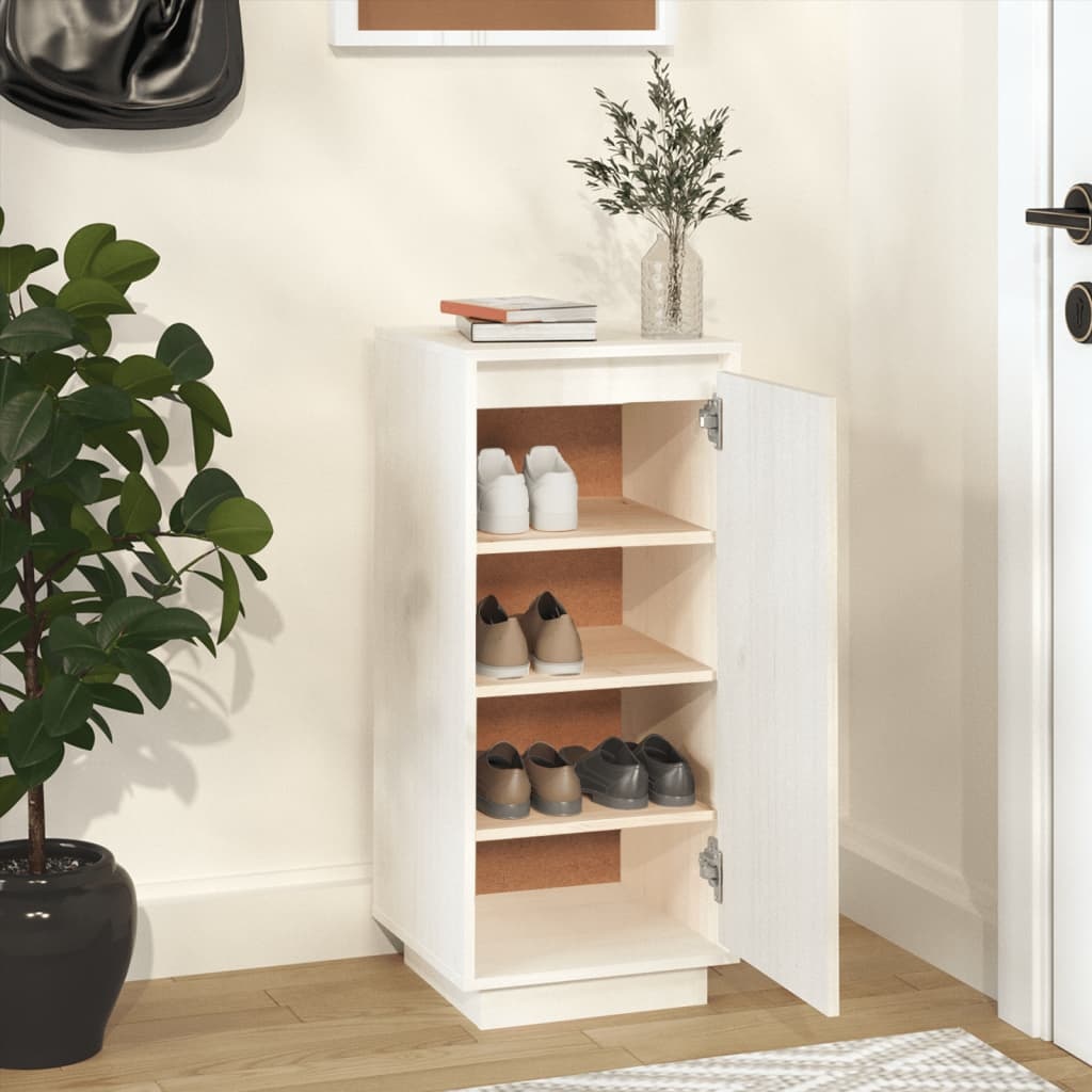 VidaXL Schoenenkast 35x35x80 cm massief grenenhout wit