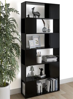 VidaXL Boekenkast/kamerscherm 80x24x186 cm spaanplaat zwart