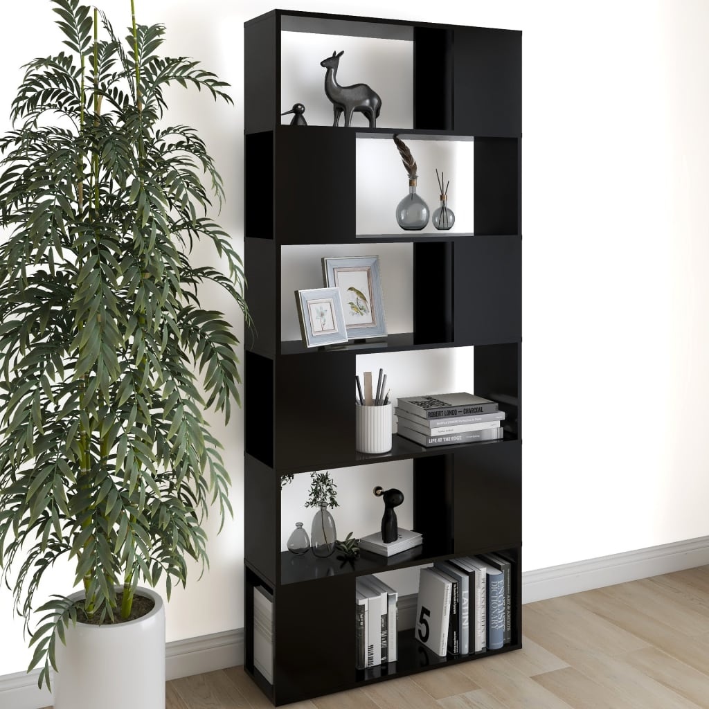 VidaXL Boekenkast/kamerscherm 80x24x186 cm spaanplaat zwart