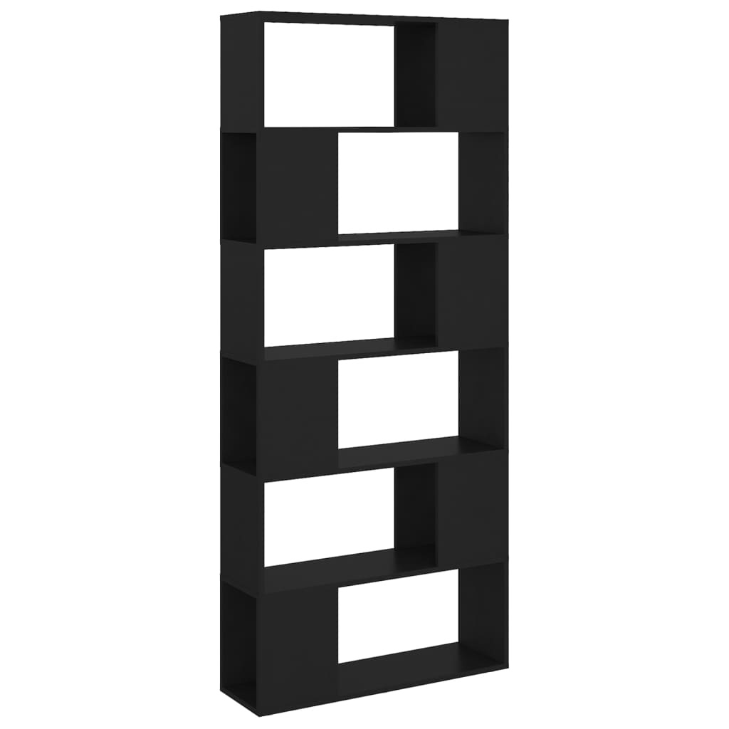 VidaXL Boekenkast/kamerscherm 80x24x186 cm spaanplaat zwart