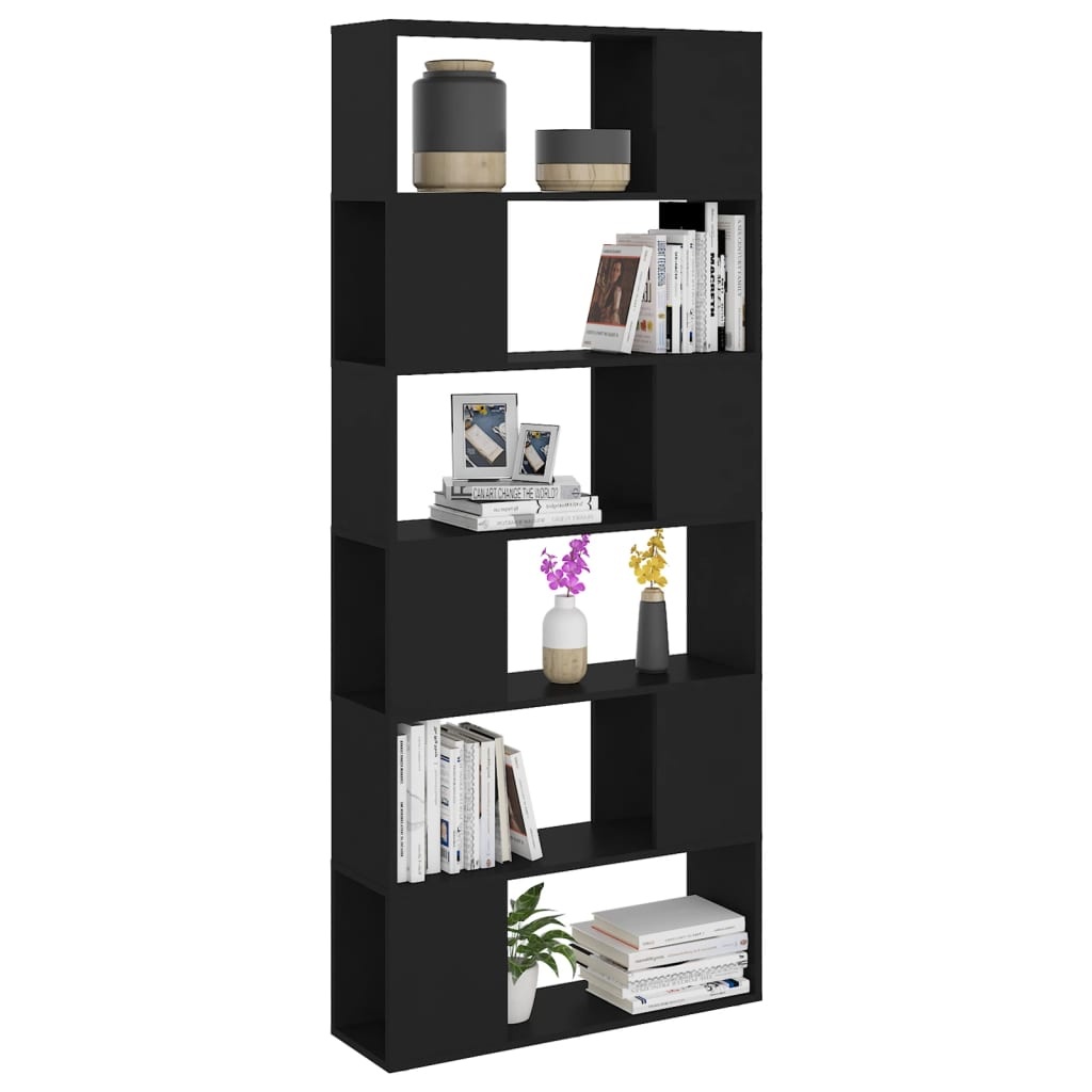 VidaXL Boekenkast/kamerscherm 80x24x186 cm spaanplaat zwart