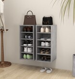VidaXL Schoenenkasten 2 st 31,5x35x70 cm spaanplaat betongrijs