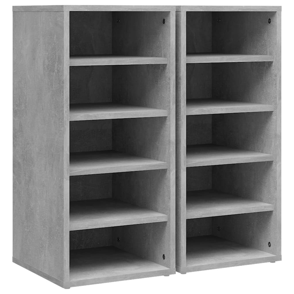 VidaXL Schoenenkasten 2 st 31,5x35x70 cm spaanplaat betongrijs
