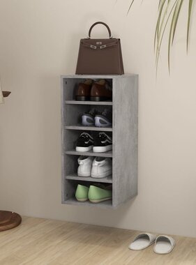 VidaXL Schoenenkast 31,5x35x70 cm spaanplaat betongrijs