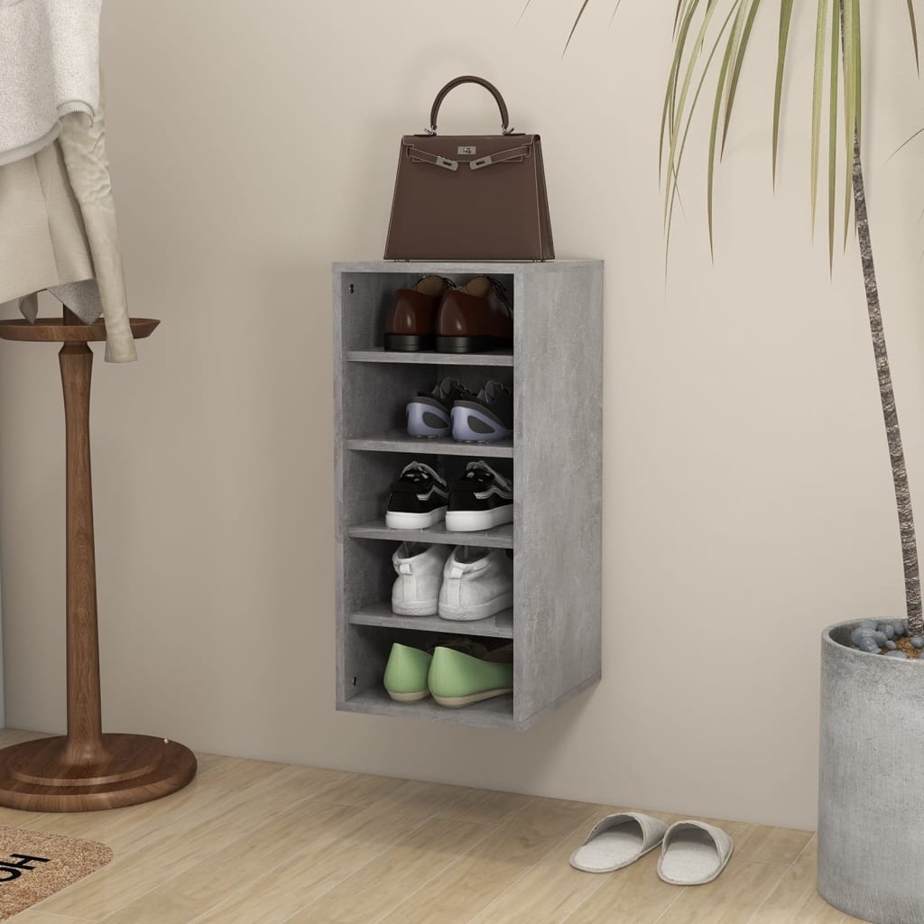 VidaXL Schoenenkast 31,5x35x70 cm spaanplaat betongrijs