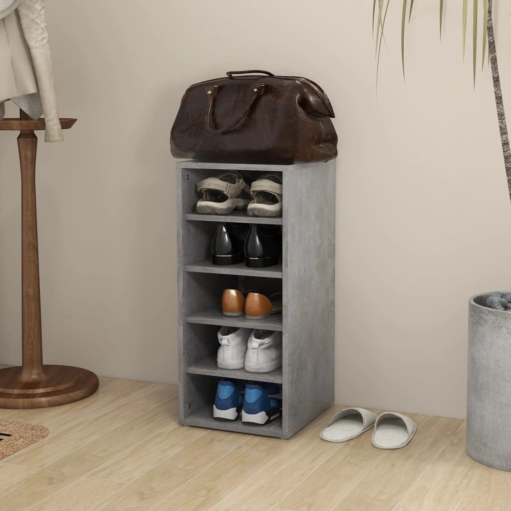 VidaXL Schoenenkast 31,5x35x70 cm spaanplaat betongrijs