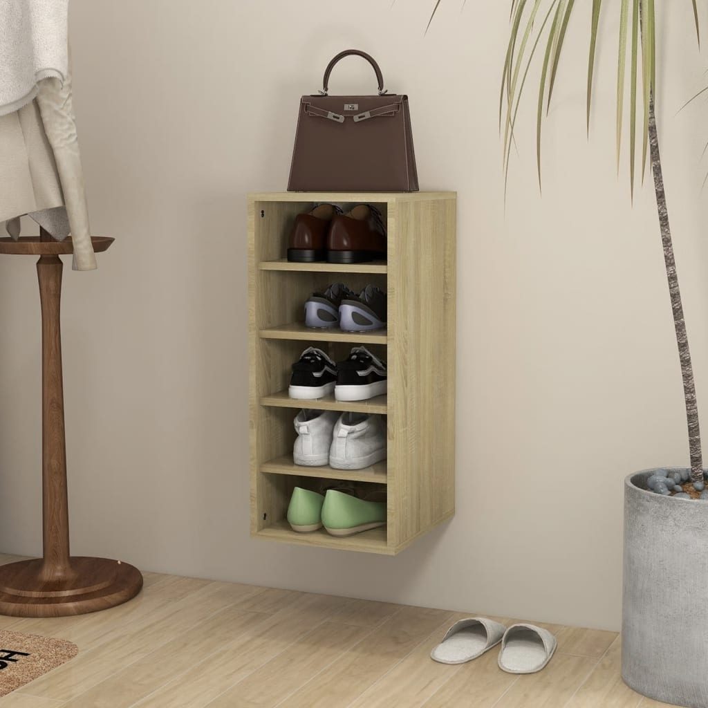 VidaXL Schoenenkast 31,5x35x70 cm spaanplaat sonoma eikenkleurig