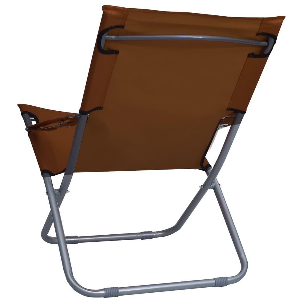 VidaXL Strandstoelen 2 st inklapbaar stof bruin