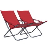 VidaXL Strandstoelen 2 st inklapbaar stof rood
