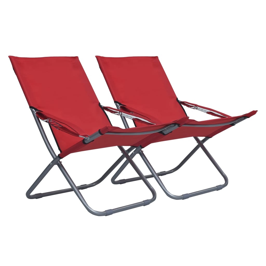 VidaXL Strandstoelen 2 st inklapbaar stof rood