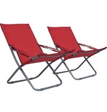 VidaXL Strandstoelen 2 st inklapbaar stof rood