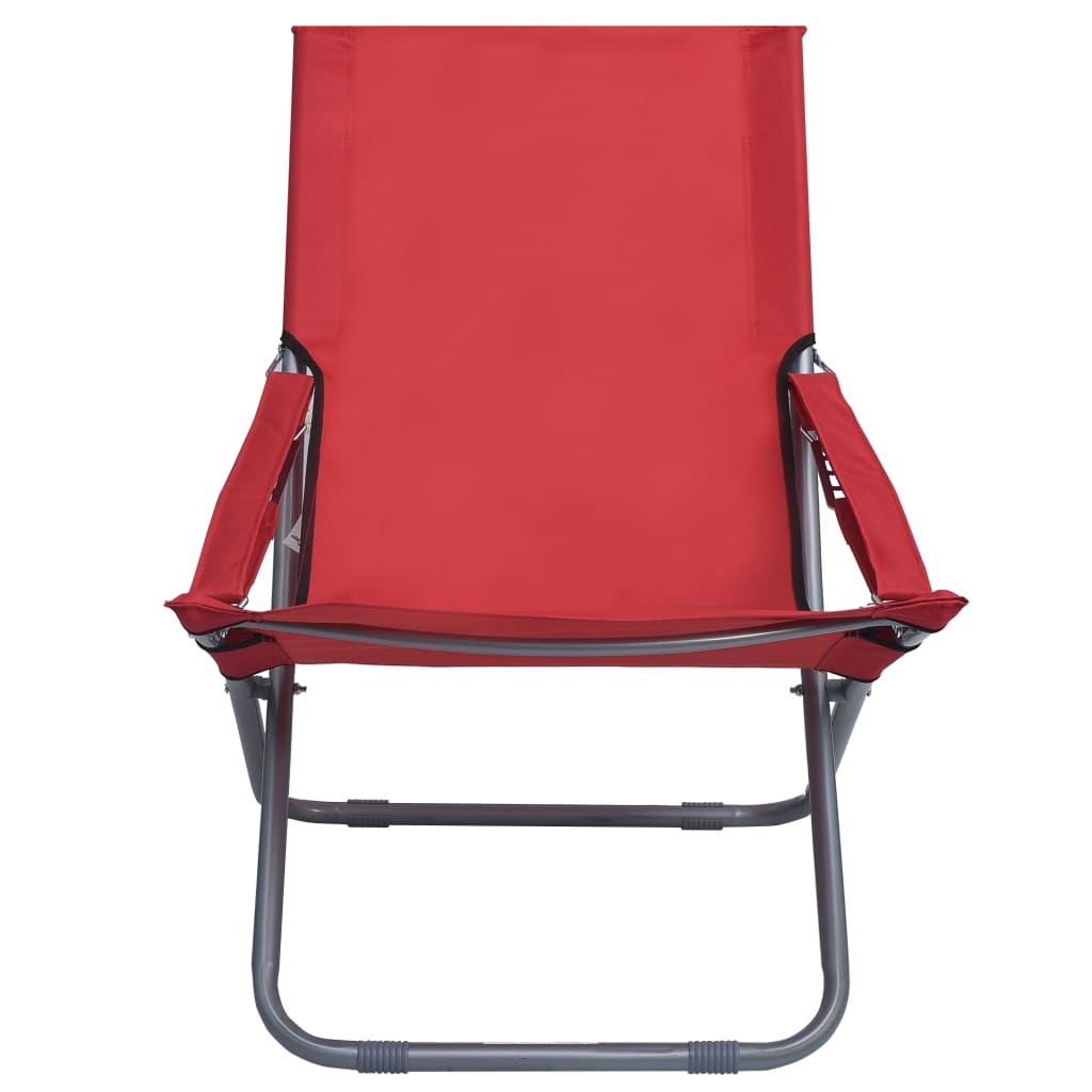 VidaXL Strandstoelen 2 st inklapbaar stof rood