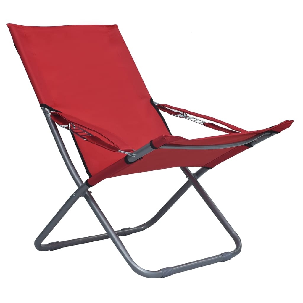 VidaXL Strandstoelen 2 st inklapbaar stof rood