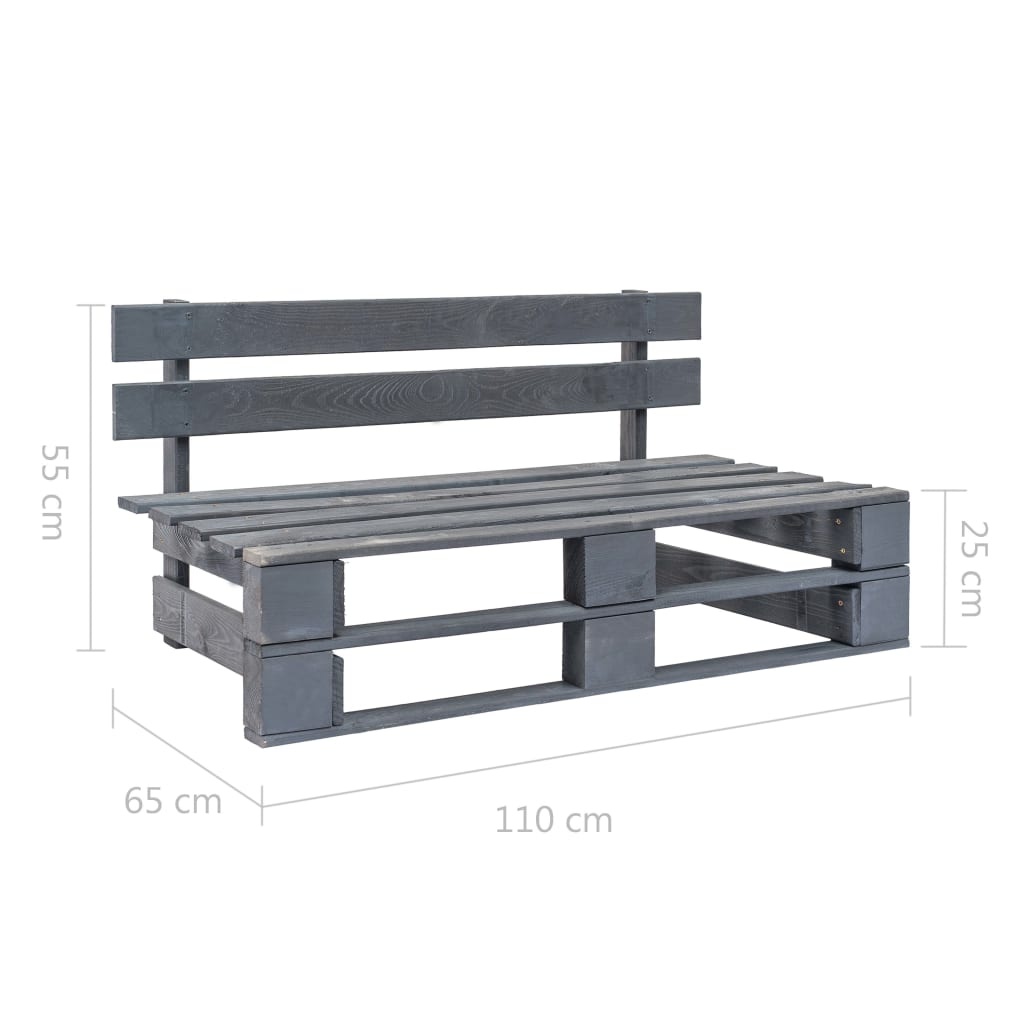 VidaXL Tuinbank pallet hout grijs
