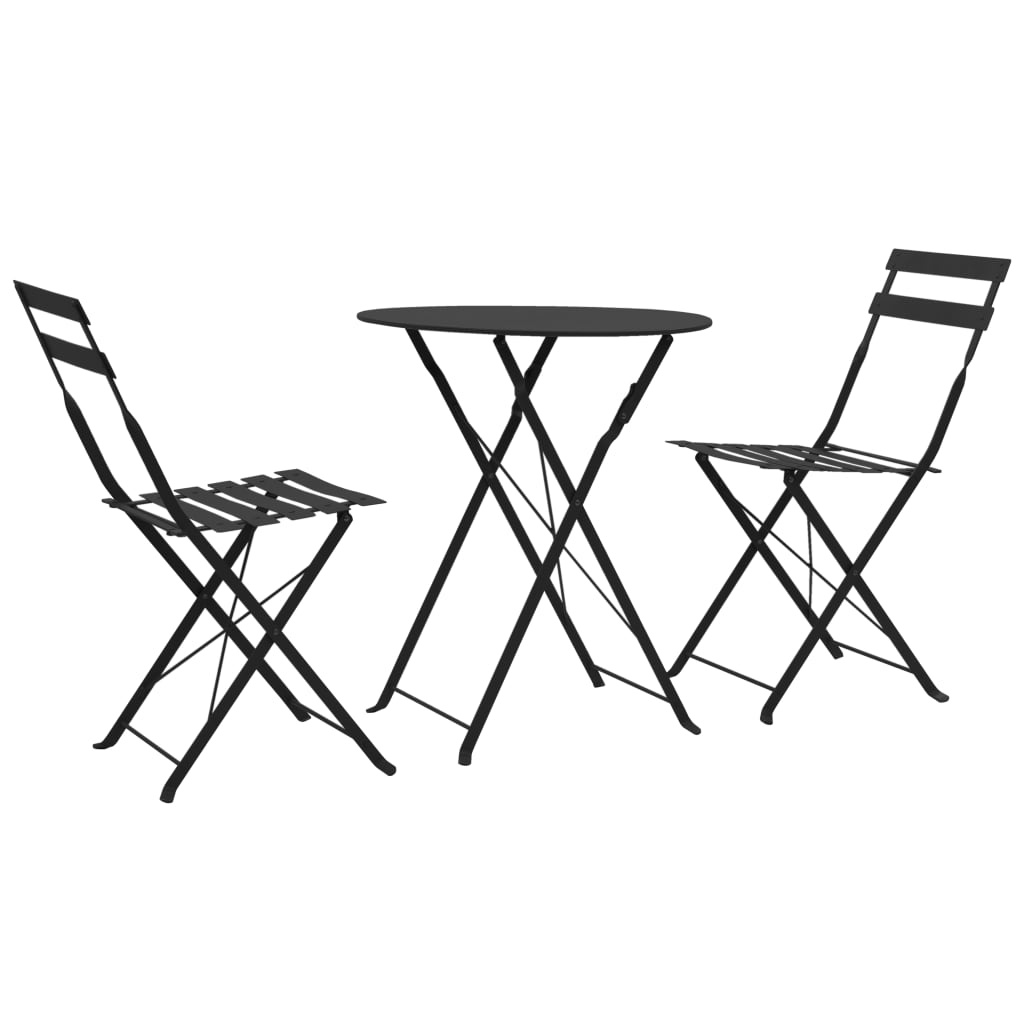 VidaXL 3-delige Bistroset staal zwart