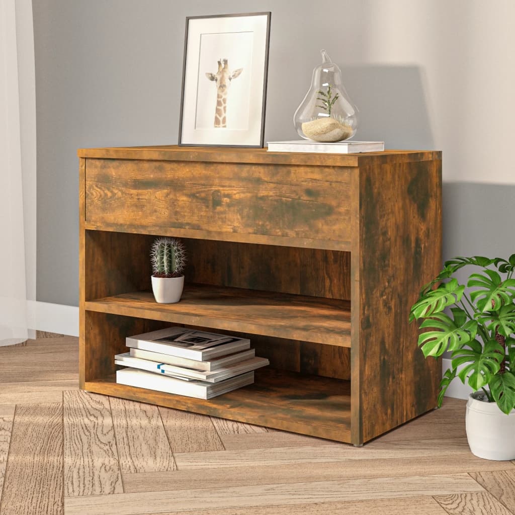 VidaXL Schoenenbank 60x30x45 cm bewerkt hout gerookt eikenkleurig