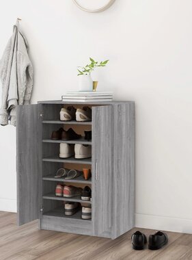 VidaXL Schoenenkast 60x35x92 cm bewerkt hout grijs sonoma eikenkleurig