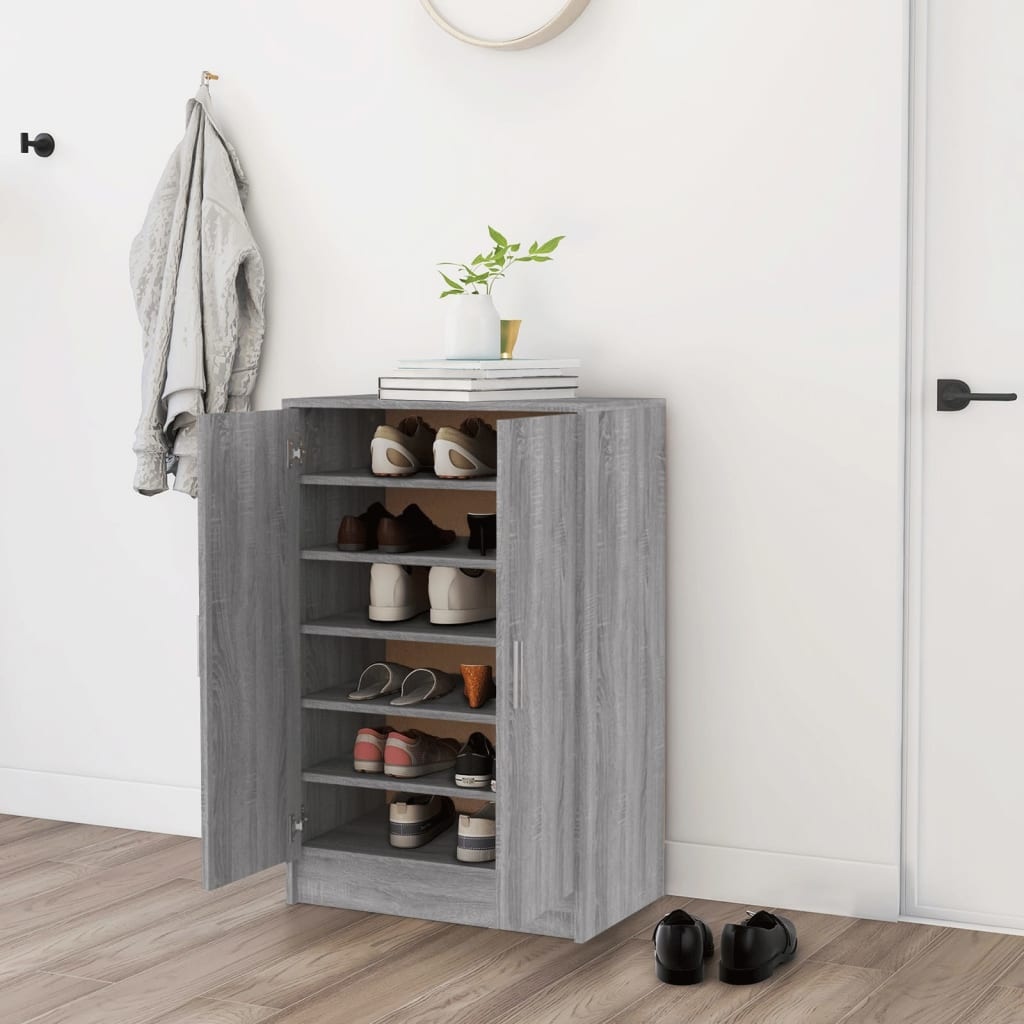 VidaXL Schoenenkast 60x35x92 cm bewerkt hout grijs sonoma eikenkleurig