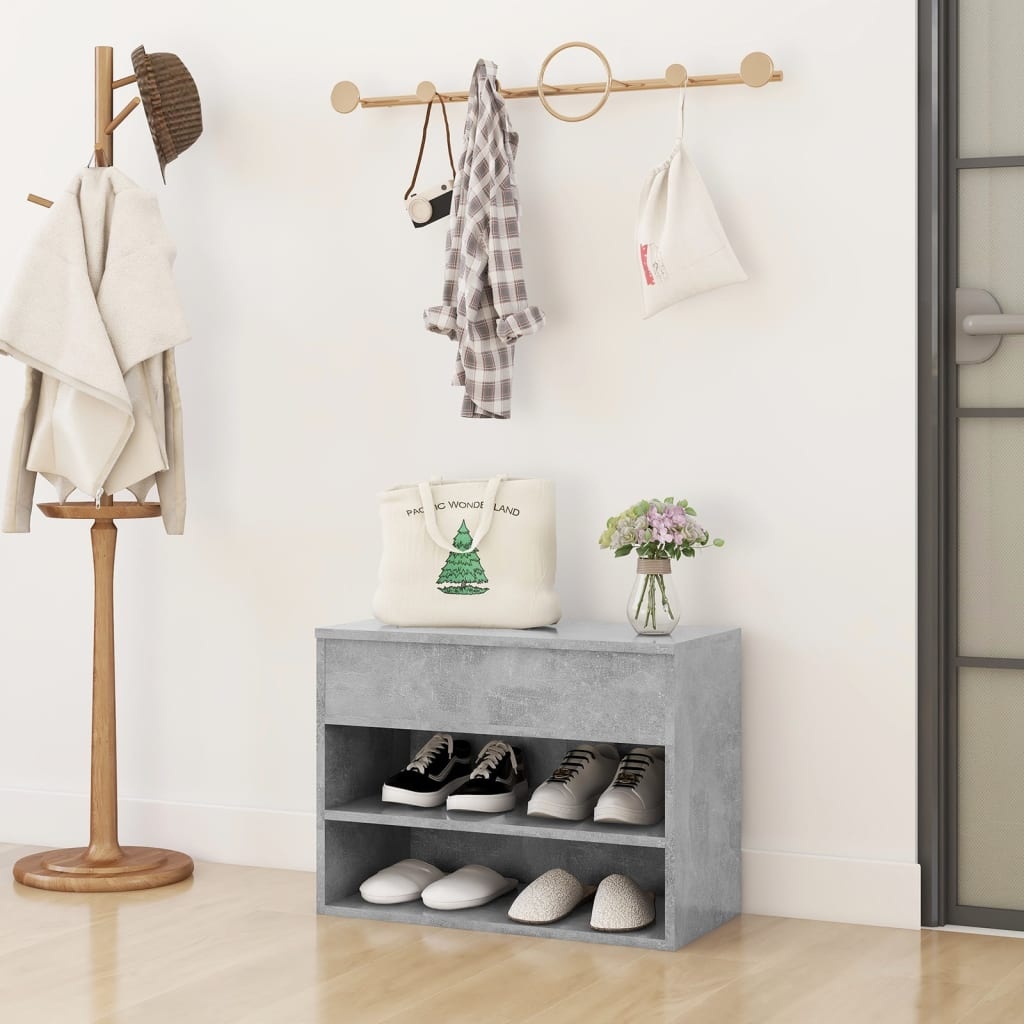 VidaXL Schoenenbank 60x30x45 cm spaanplaat betongrijs