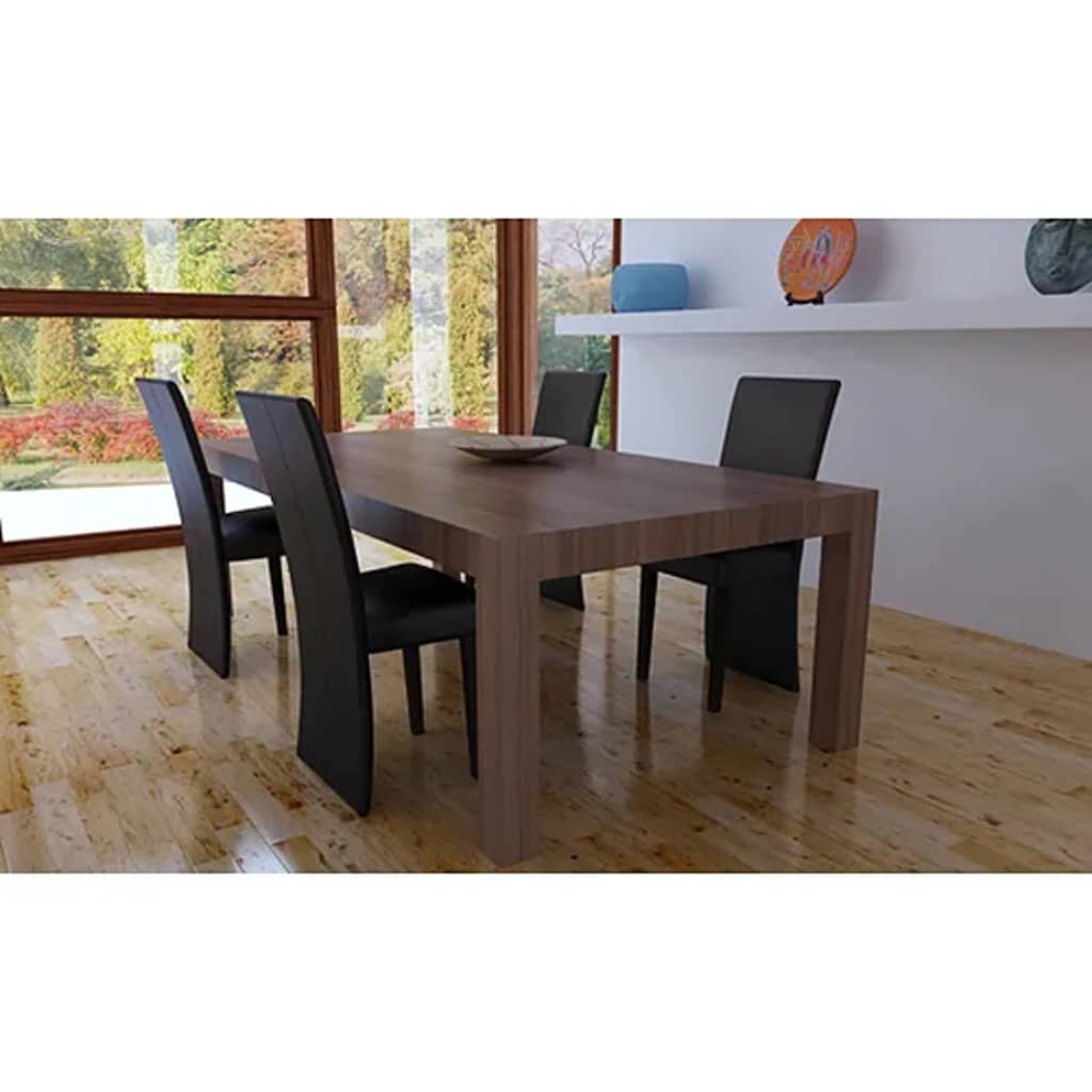 VidaXL Eetkamerstoelen 4 st kunstleer donkerbruin